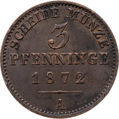 купить Германия, Пруссия 3 пфеннига 1872