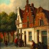 Купить Картина "Голландская улочка. Эдам", неизвестный художник, холст, масло, в раме, Западная Европа, 1970-1990 гг.
