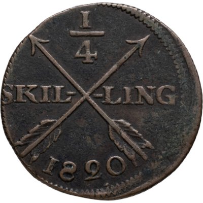 купить Швеция 1/4 скиллинга (skilling) 1820