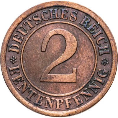 купить Германия 2 пфеннига (рентенпфеннига, rentenpfennig) 1923 A знак монетного двора "A" — Берлин