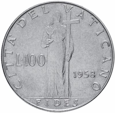 купить Ватикан 100 лир 1958