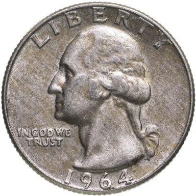 купить США 25 центов (квотер, 1/4 доллара, quarter dollar) 1964 D "Washington Quarter (Вашингтон)"