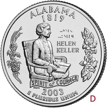 купить США 25 центов (квотер) 2003 D — штат Алабама