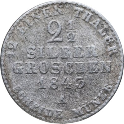 купить Германия, Пруссия 2 1/2 серебряных гроша 1843, знак монетного двора: "A" - Берлин