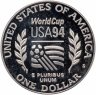 Купить США 1 доллар (dollar) 1994 S Чемпионат мира по футболу 1994 знак монетного двора: "S" - Сан-Франциско, в фирменном оригинальном футляре с сертификатом