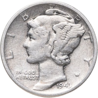купить США 10 центов (дайм, one dime) 1943 S Mercury Dime (дайм «Меркурий») знак монетного двора "S" - Сан-Франциско