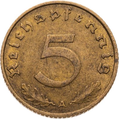 купить Германия (Третий рейх) 5 рейхспфеннигов (reichspfennig) 1937, Знак монетного двора "A"