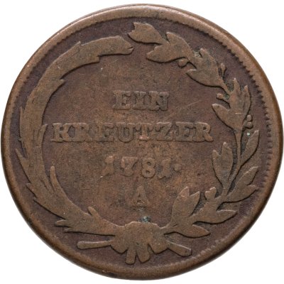 купить Австрия 1 крейцер 1781, знак монетного двора "A" - Вена