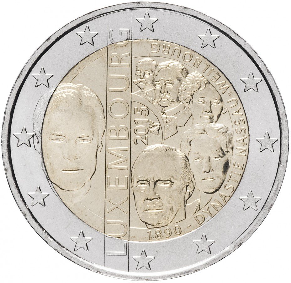купить Люксембург 2 евро 2015 "125-летие династии Нассау-Вейльбург"