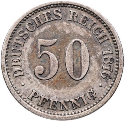 купить Германия 50 пфеннигов (pfennig) 1876, знак монетного двора: "A" - Берлин