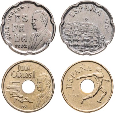 купить Испания, подборка из 4 монет 25 и 50 песет 1992 игры XXV летней Олимпиады в Барселоне-1992