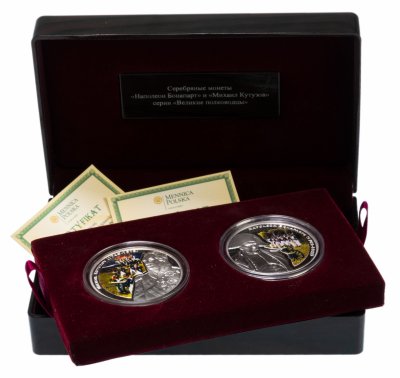 Купить Ниуэ набор из 2-х монет 1 доллар 2010 "Война 1812 г.: Кутузов и Наполеон" в подарочной упаковке