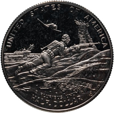 купить США 50 центов 1993 "50 лет окончанию Второй Мировой Войны" Знак монетного двора "P" - Филадельфия