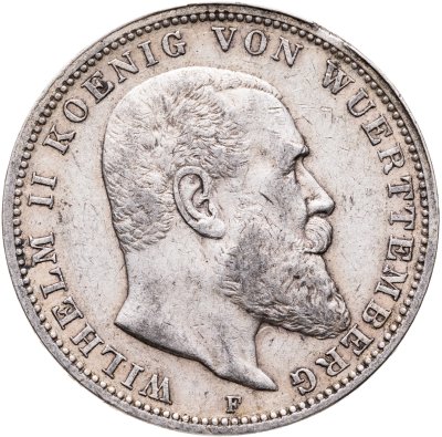 купить Германская Империя, Вюртемберг 3 марки 1908 F