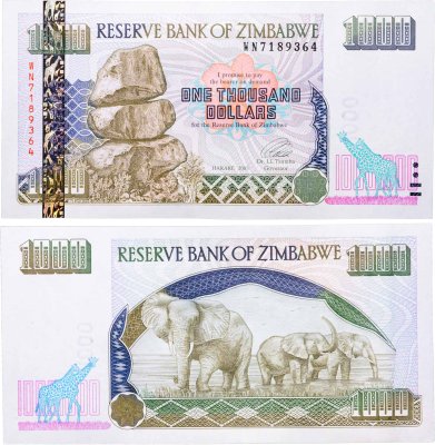 купить Зимбабве 1000 долларов 2003 год (Pick 12b)
