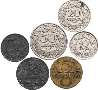 купить Польша, набор монет от 5 до 50 грошей 1923 года (6 шт.)