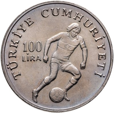 купить Турция 100 лир (lira) 1982 "Чемпионат Мира по футболу 1982"