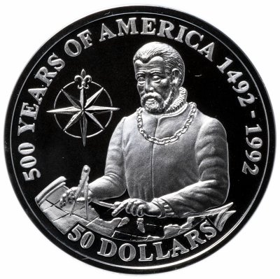 купить Острова Кука 50 долларов 1992 "500 лет открытию Америки - Хуан Понсе де Леон"