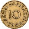 Купить Саар 10 франков (francs) 1954