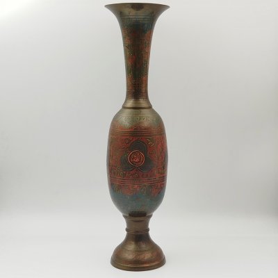 купить Ваза в восточном стиле, украшенная растительным декором, латунь, гравировка, Индия, 1970-1990 гг.