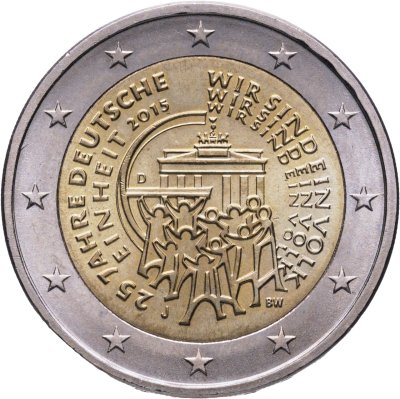 купить Германия 2 евро (euro) 2015 J "25 лет объединению Германии"
