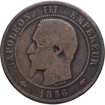 купить Франция 10 сантимов (centimes) 1856 A знак монетного двора: "A" - Париж