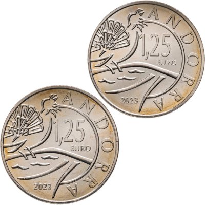 купить Андорра подборка 2-х памятных монет 1.25 евро (euro) 2023 "Глухарь" и "Мост Сан-Антонио-де-ла-Грелла" в оригинальном буклете