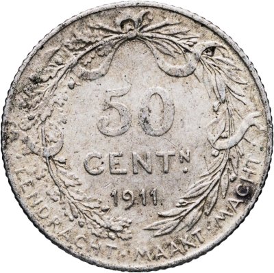 купить Бельгия 50 сантимов (centimes) 1911 Надпись на голландском - 'ALBERT KONING DER BELGEN'