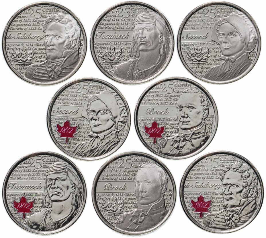 купить Канада набор квотеров 8-2012-2013 "Война 1812 года"