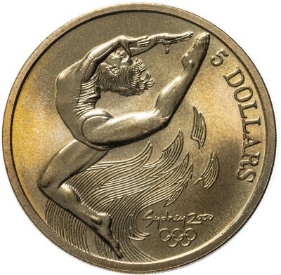 Купить Австралия 5 долларов (dollars) 2000 "Олимпийские игры в Сиднее - Гимнастика"