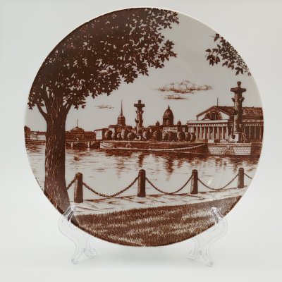 купить Тарелка декоративная "Стрелка Васильевского острова", фарфор, деколь, Ленинградский фарфоровый завод (ЛФЗ), Россия, 1989-2001 гг.