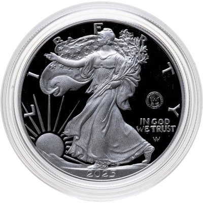 купить США 1 доллар 2025 S "Свобода Орел privy mark 250 лет вооруженным силам" в футляре с сертификатом