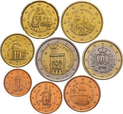 купить Сан-Марино полный годовой набор из 8 монет евро 2010