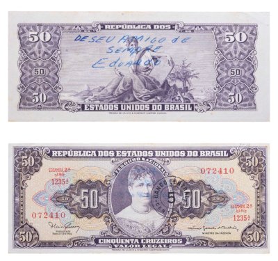 купить Бразилия 5 сентаво 1966-1967 на 50 крузейро с подписью кассира