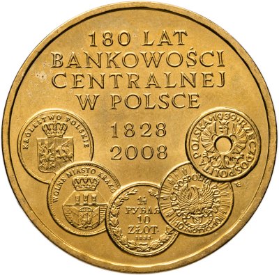 купить Польша 2 злотых 2009 "180 лет центральному банку Польши"