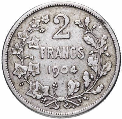 купить Бельгия 2 франка (francs) 1904 Надпись на французском - 'DES BELGES'