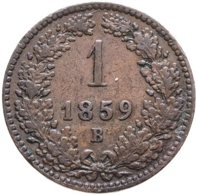 купить Австрия 1 крейцер (kreuzer) 1859 B знак монетного двора "B" - Кремница