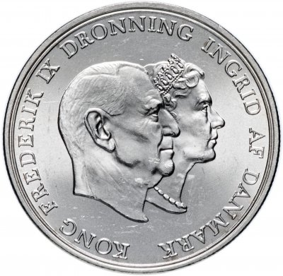 Купить Дания 5 крон (kroner) 1960"Серебряная свадьба короля Фредерика и королевы Ингрид"