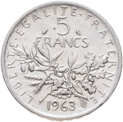 купить Франция 5 франков (francs) 1963