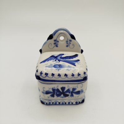 купить Шкатулка(монетница) с изображением "Жар-Птицы", фарфор, роспись, Объединение «Гжель», СССР, 1986-1991 гг.