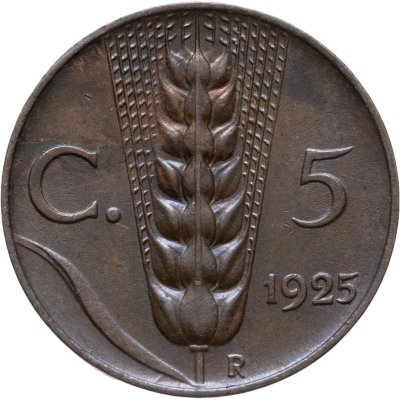 купить Италия 5 чентезимо (centesimi) 1925