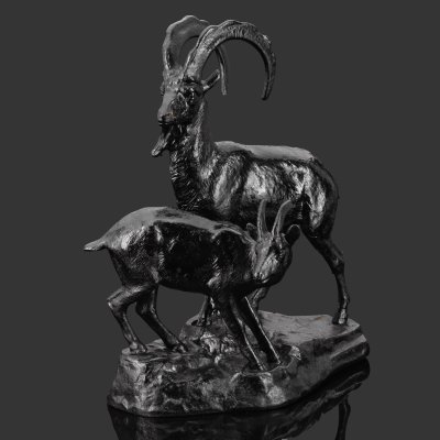 купить Скульптура "Горные козлы" ("Архары"), автор модели – скульптор Александр Иванович Просвирнин, чугун, крашение, Каслинский чугунолитейный завод (Касли), Российская Федерация, 1991-2000 гг.