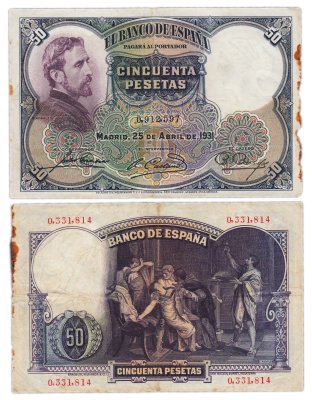 купить Испания 50 песет 1931 Pick 82 (Эдуардо Росалес Галлинас)