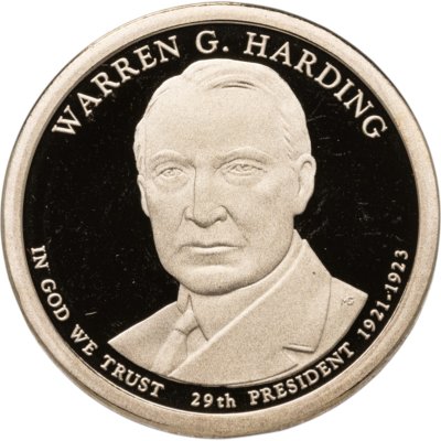 купить США 1 доллар (dollar) 2014 S "29-й президент США - Уоррен Гардинг", знак монетного двора "S" - Сан-Франциско