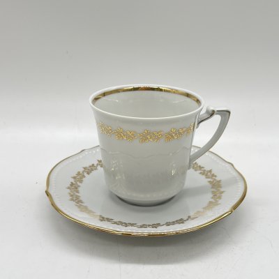 купить Чайная пара с декором в виде растительных гирлянд, фарфор, деколь, золочение, Winterling Marktleuthen Bavaria, Германия, 1950-1970 гг.