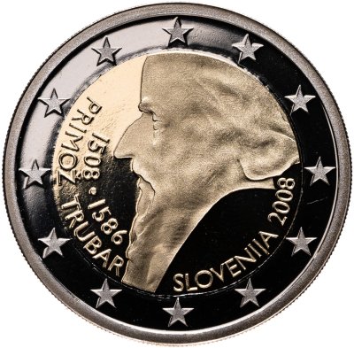 купить Словения 2 евро 2008 "500 лет со дня рождения Приможа Трубара" Proof в капсуле