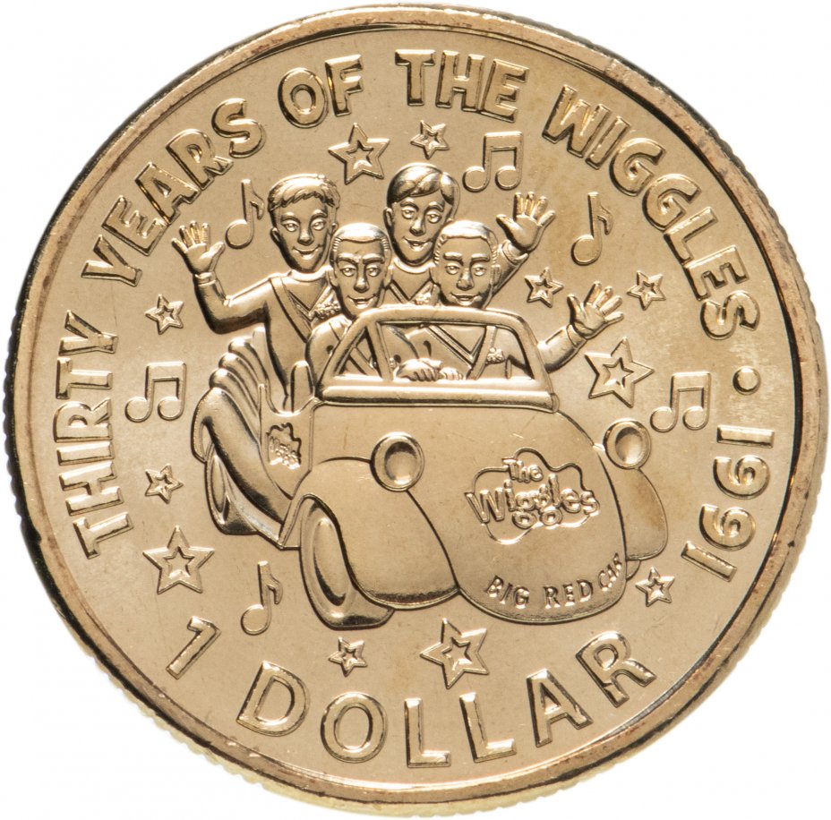 Монета австралия 1 доллар. Австралия 1 доллар, 2021 30 лет музыкальной группе Wiggles /2021/. Австралия 1 доллар, 2012 год кооперативов.