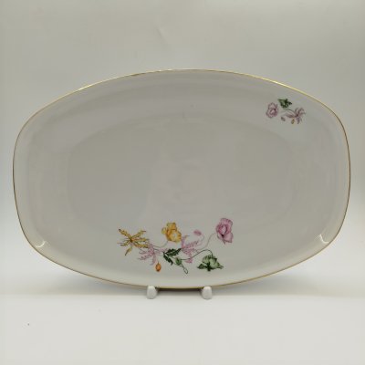 купить Блюдо овальной формы с растительным декором, фарфор, золочение, деколь, Concordia Lesov, Чехословакия, 1970-1991 гг.