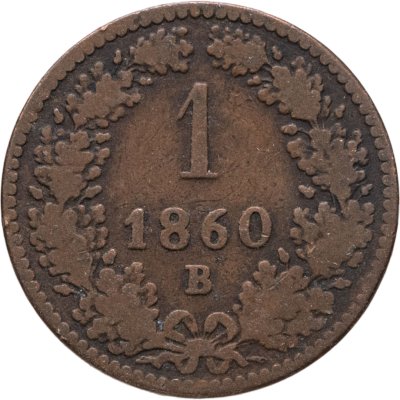 купить Австрия 1 крейцер (kreuzer) 1860, знак монетного двора "B" - Кремница