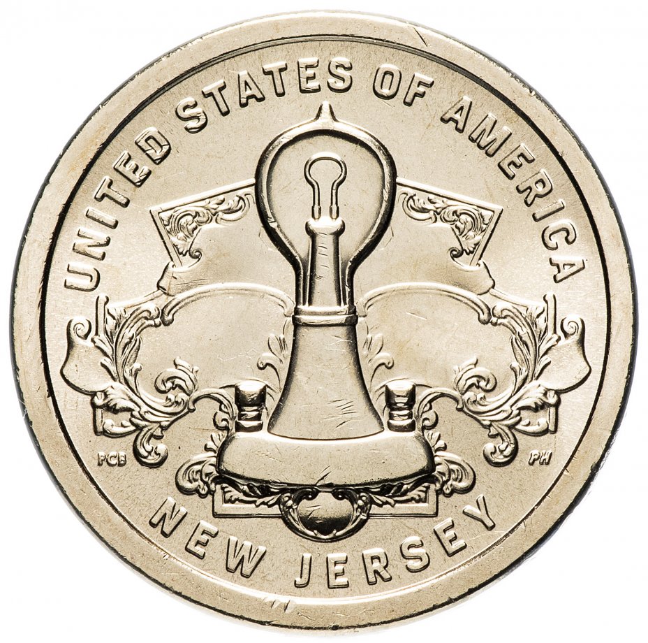 купить США 1 доллар (dollar) 2019 P "Американские инновации - Лампа накаливания Эдисона (Нью Джерси)" [случайный двор]